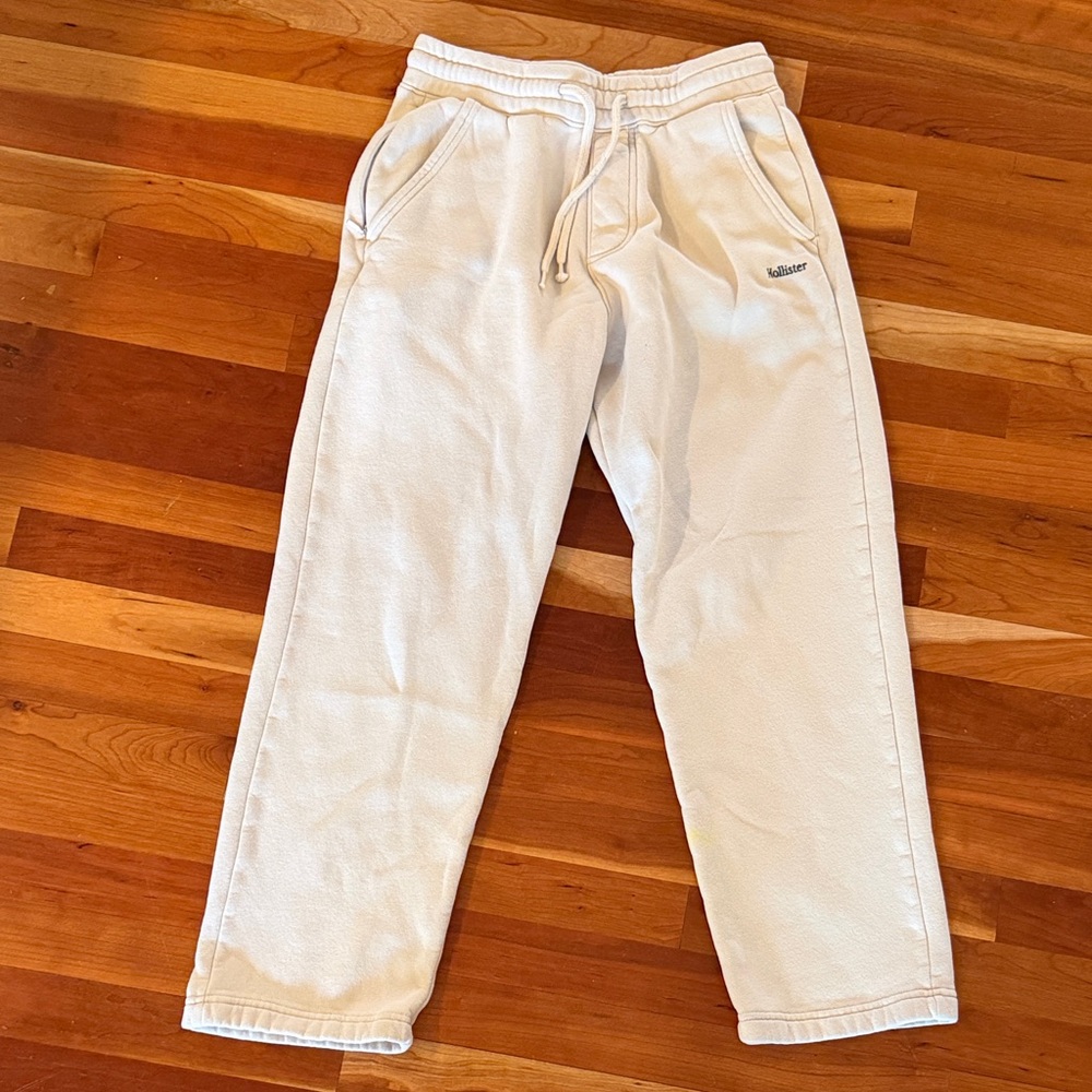 Hollister Men's Cream Fleece Straight Leg Jogger Pants